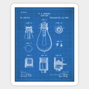 Edison Lamp Patent - New Homeowner Housewarming Decor Art - Blueprint Sticker